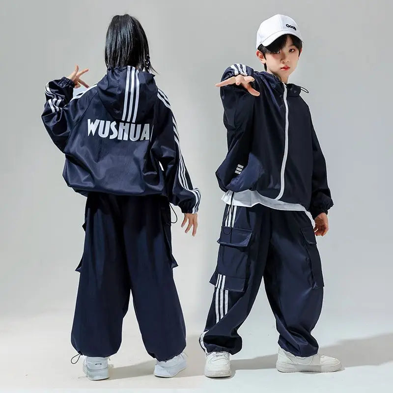 Kids outfit  Hip Hop Costume Street Dance Blue Sweater  Pants Girls Jazz Dance Clothes Hiphop Performance Suit Rave Wear