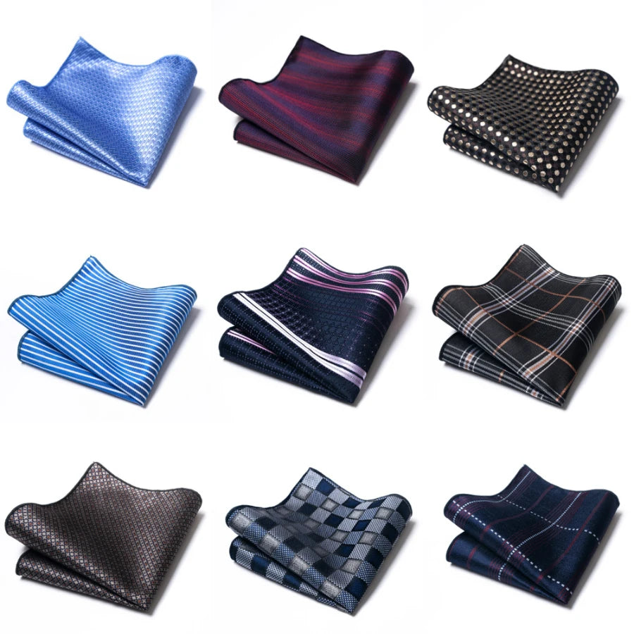 High Grade Brand Silk Kerchief Man Dark Blue Striped April Fool's Day Fit Formal Party Pocket Square Handkerchiefs Suit Hanky