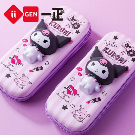 3D Decompression Sanrio Series Kuromi Stationery Set Cute Cartoon Pencil Case Large Capacity Student Supplies Stress Reliving