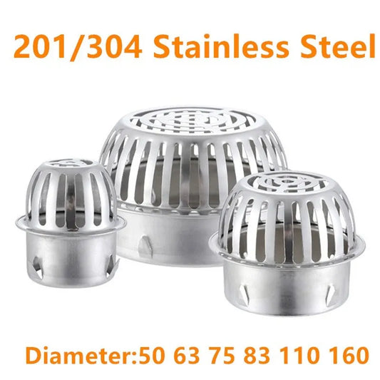 Stainless Steel Balcony Roof Round Large Displacement Anti-blocking Floor Drain Outdoor Rain Bucket Drainage Floor Drain