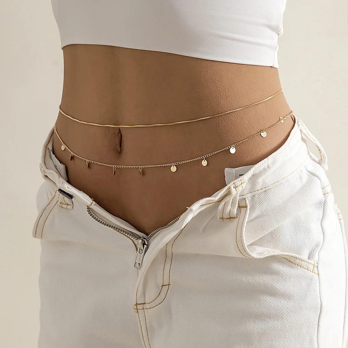 Hip Hop Fashion Metal Double Layer Chain Sexy Pants Chain Body Chain Imitation Crystal Fashion Sexy Adjustable Waist Chain 2023