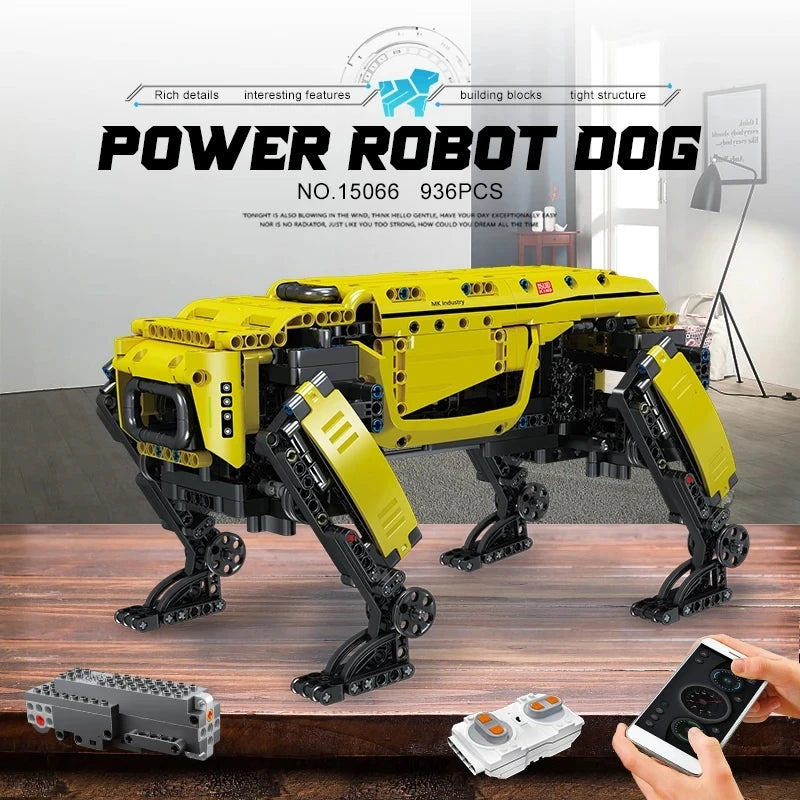 936PCS RC Power Robot Dog Building Blocks 15066 Технические игрушки-роботы Моторизованные Boston Dynamics Big Alpha Dog Model Bricks Подарки