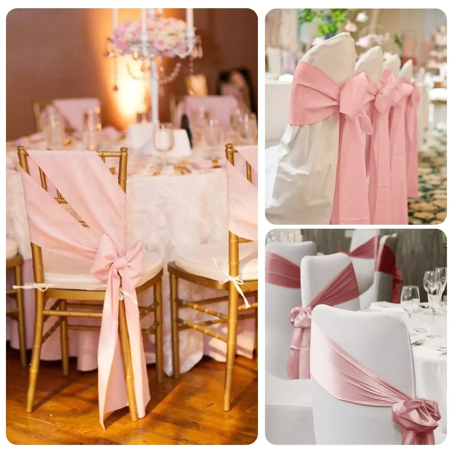 10/50pcs Satin Chair Bow Sashes Wholesale Wedding Chair Knot Ribbon Ties For Party Event Hotel Banquet Supplies Home Decorations