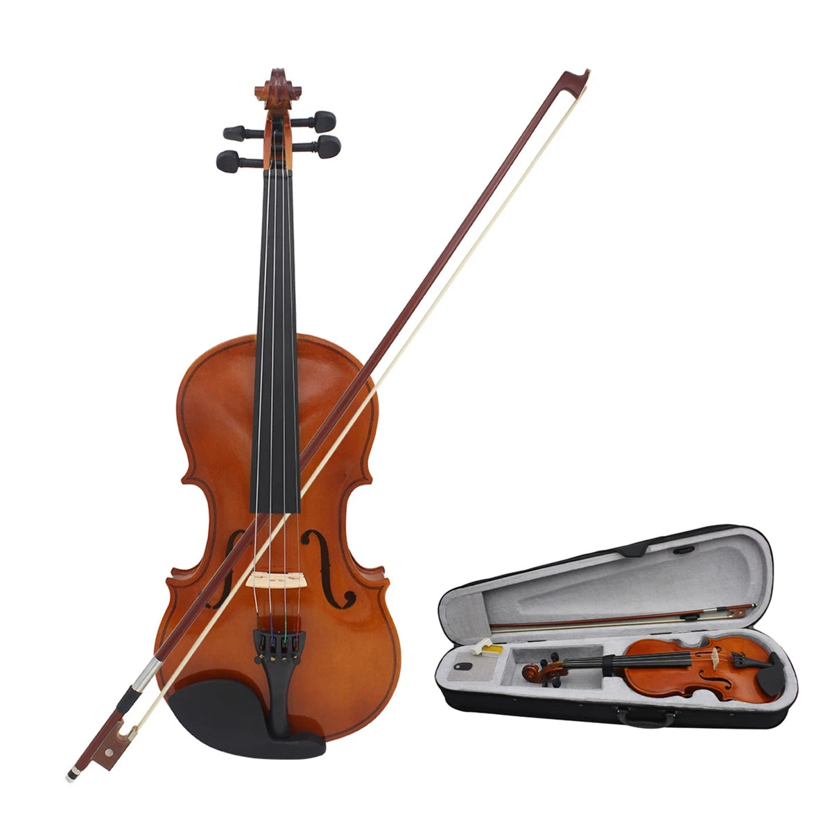 4/4 1/8 Natural Acoustic Violin Retro Style Fiddle with Case & Bow Musical Instrument Accessories