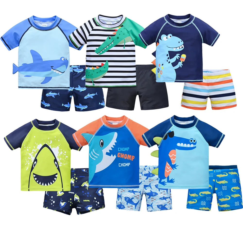 Kids Boy Swimsuit Cool Print 2 Pcs/lot 1-7 Years Summer Children Board Shorts Children Boys Swimwear Beach Surfing