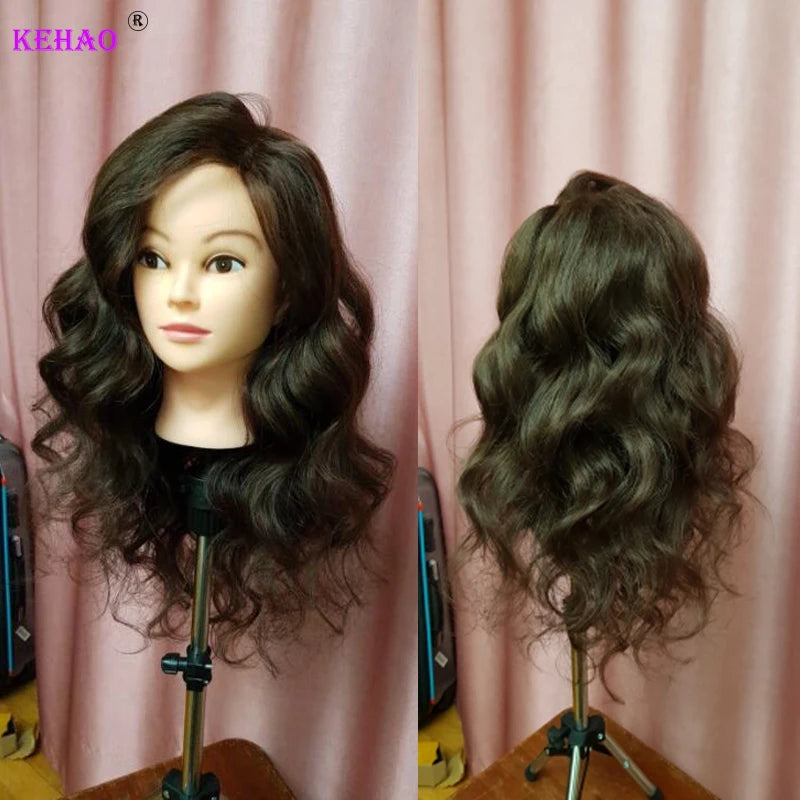 85%Real Hair Doll Head For Hairstyle Professional Training Head Kit Mannequin Head Styling To Practice Hot Curl Iron Straighten