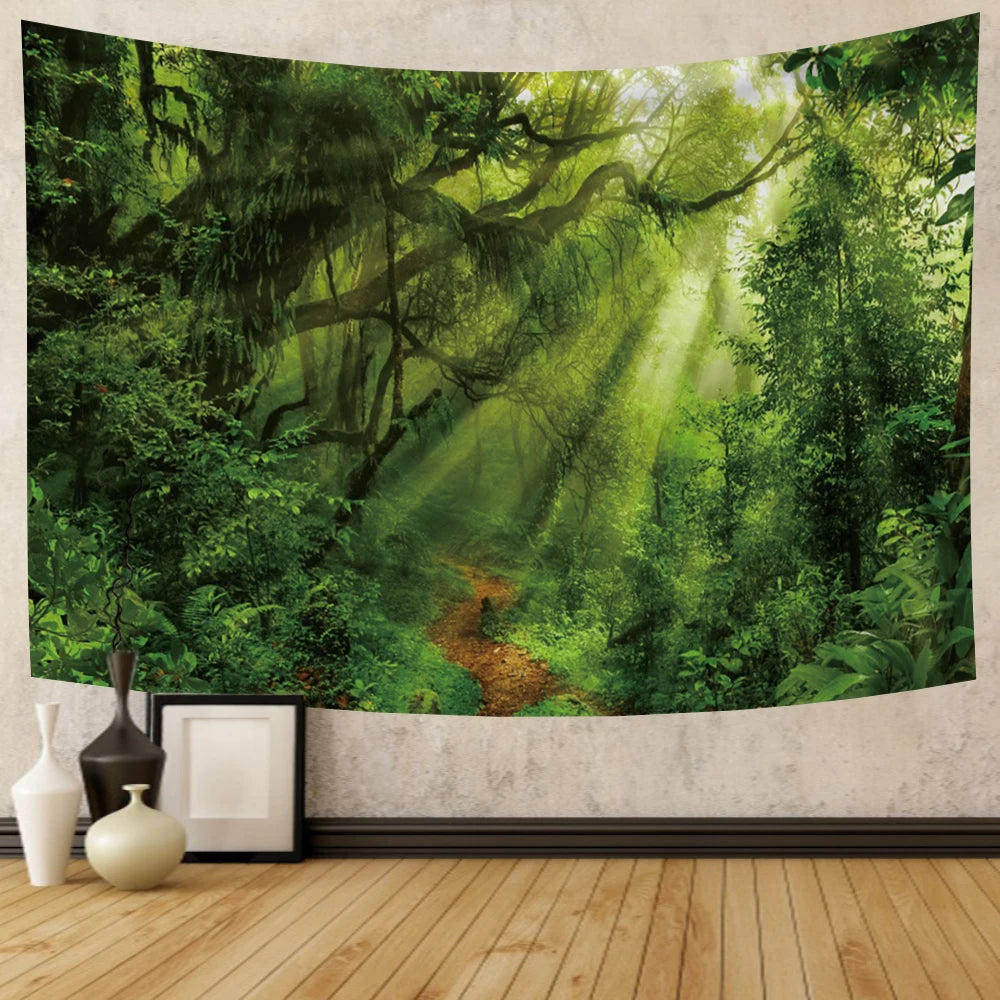 Nature Landscape Tapestry Beautiful Tropical Forest Wall Hanging Hippie Bedroom Living Room College Dorm Home Decorations