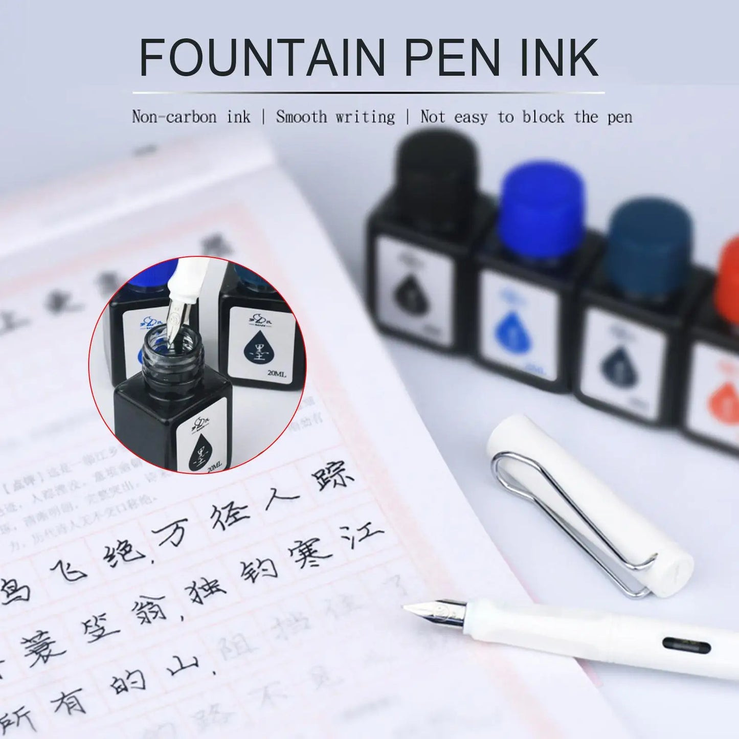 20ml Fountain Pen Ink Dip Pen Ink Bottle Blue Ink Refilling Writing Inks Available Calligraphy Art Ink Sac Students Station