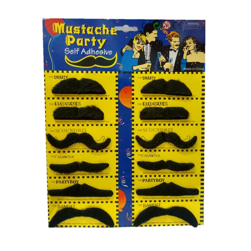 Kids Adult Masquerade Party Funny Costume Halloween Cosplay Fake Beard Photobooth Props 12PCS Funny Fake Mustache Sticker