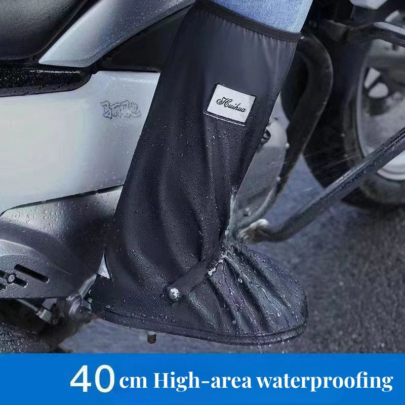 Rain Boot Shoe Cover Black Waterproof with Reflector High Top Clear Shoes Dust Covers for Motorcycle Bike Rain Cover Men Women