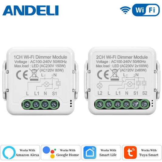 DIY  Wifi Smart Dimmer Switch Module Tuya/Smartlife APP Remote Control Two Way Compatible with Alexa Google Home Voice Control