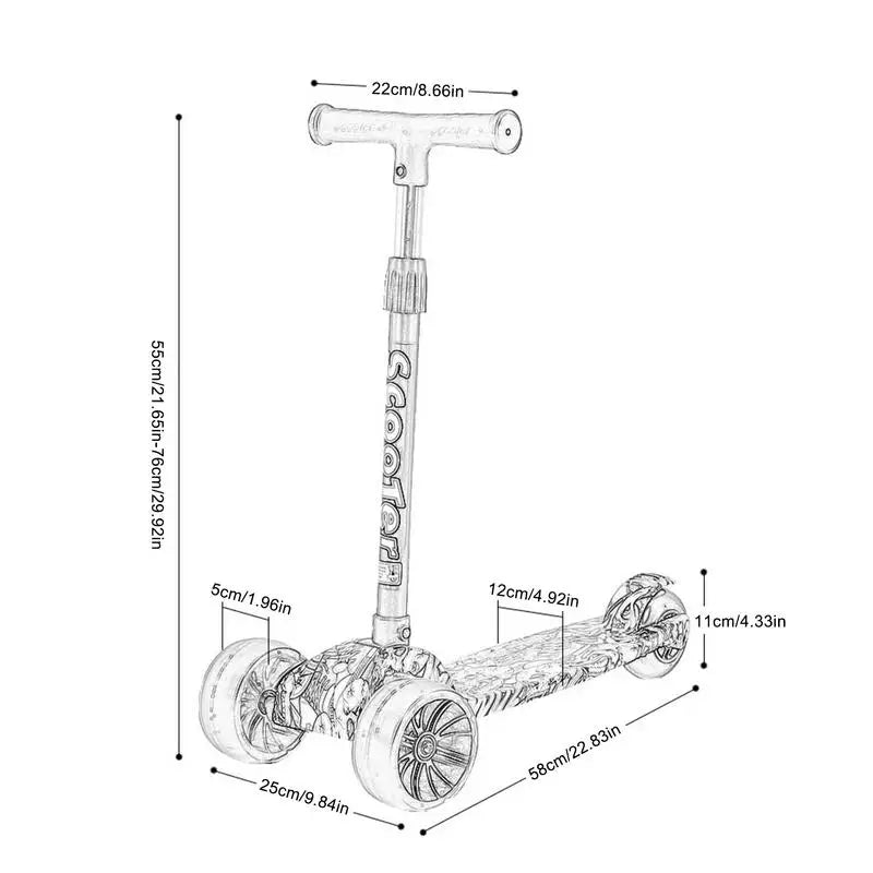 New Children's Scooter Fashion Cool Three Wheels Light-up Graffiti Scooter Outdoor Toys Portable Foldable Kids Balance Bike Toys