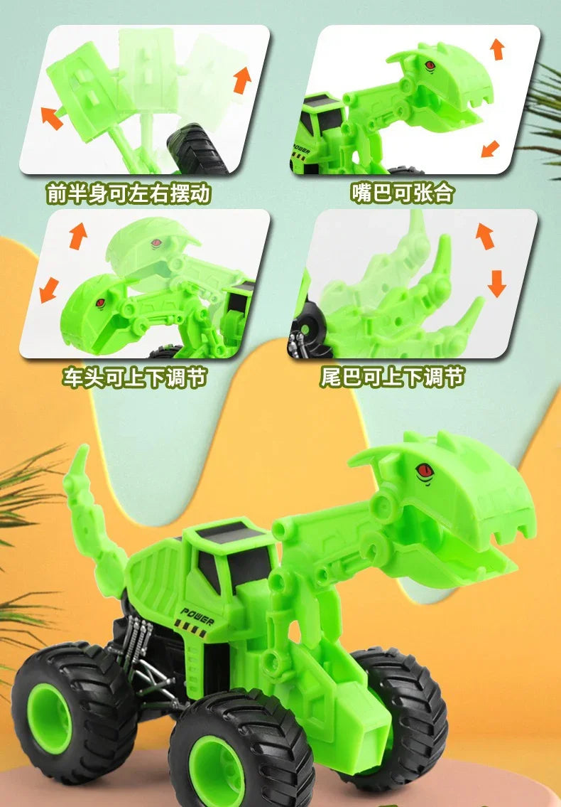 Children's toys inertial Four-wheel off-road car dinosaur can swing engineering car excavator clamping Kids boy gift