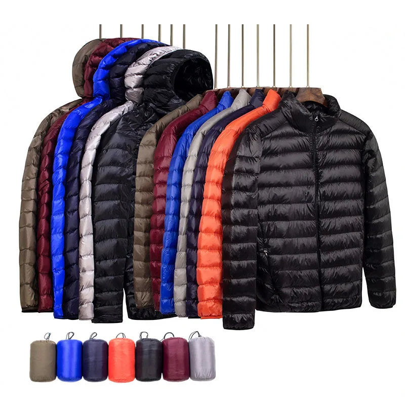 New Brand Autumn Winter Light Down Jacket Men's Fashion Hooded Short Large Ultra-thin Lightweight Youth Slim Coat Down Jackets