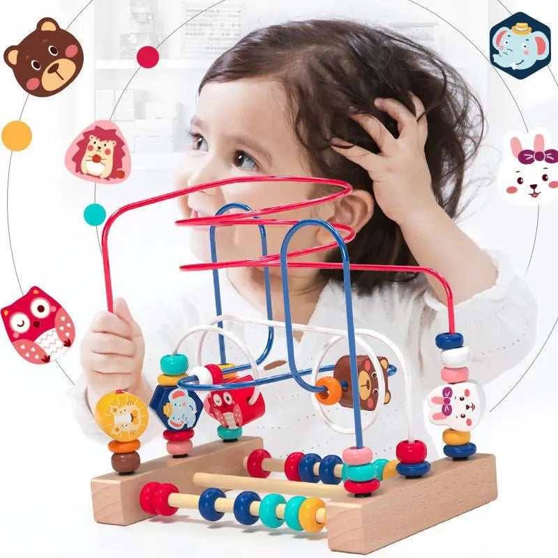 Montessori Toys Baby Wooden Roller Coaster Bead Maze Toddler Early Learning Educational Puzzle Math Toy for Children 1 2 3 Years