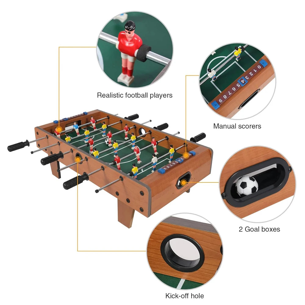 Wooden Foosball Table Easily Assemble Soccer Games Table Top Footballs Indoor Game Set for Room, Parties, Family Sport Kids Gift