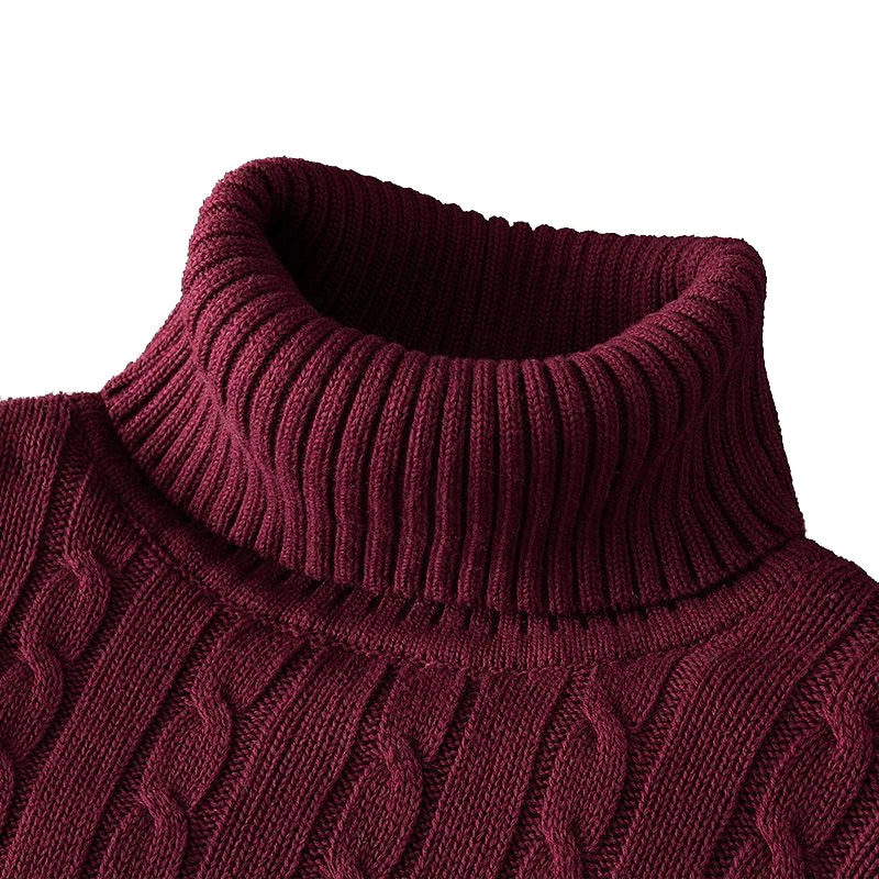 Autum Winter Warm Turtleneck Sweater Men's Casual Rollneck Knitted Pullover Keep Warm Men Jumper Knit Woolen Sweater