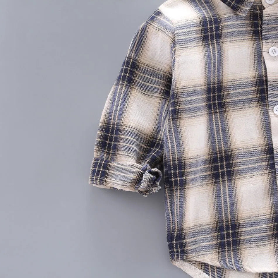 2024 Korean Fashion Children Tops Boys Buffalo Plaid Flannel Shirt Baby Casual Shirt Outerwear Clothes Autumn Girls Blouses 0-5T