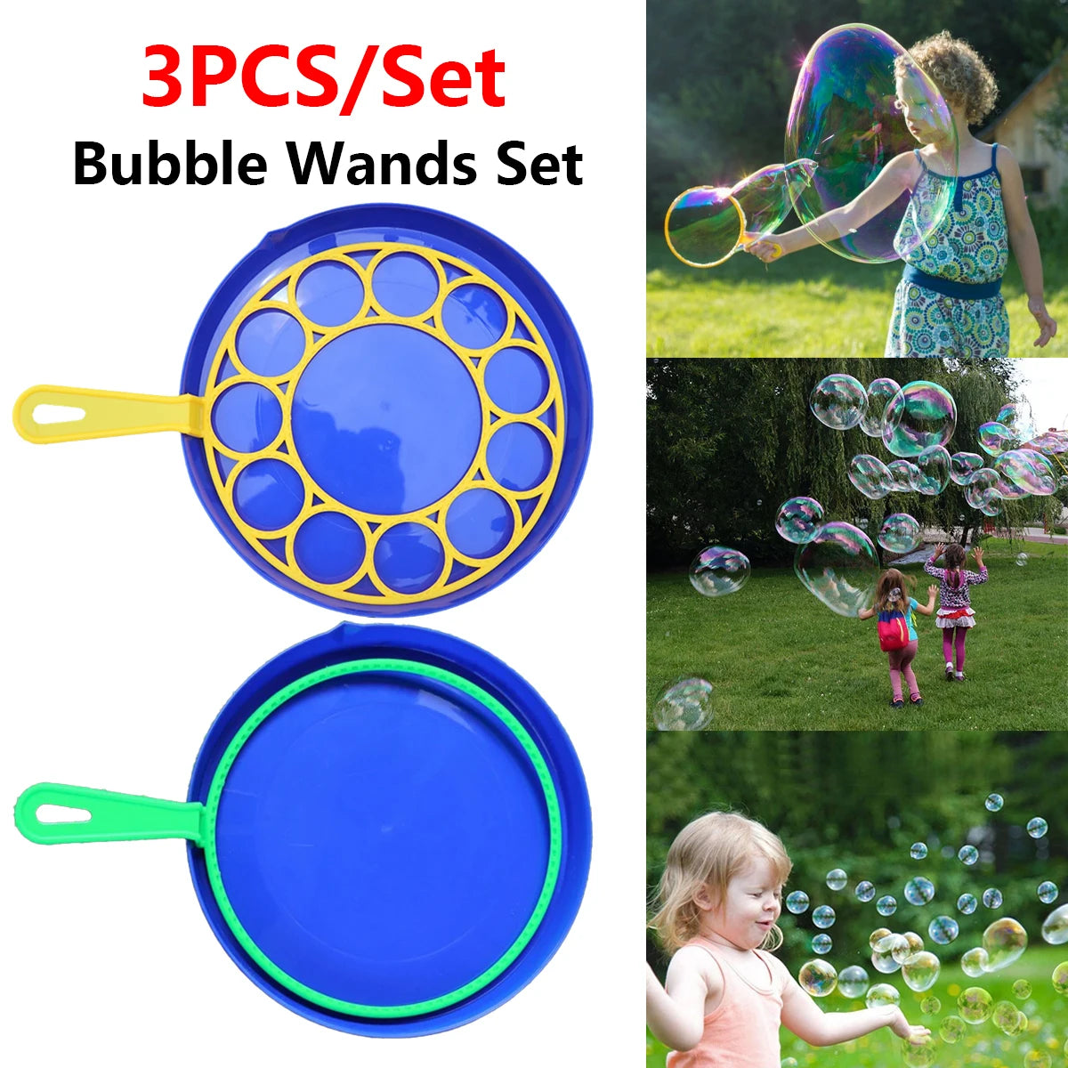 Children Big Bubbles Wand Kit Kids Toys Fancy Bubble Circle Props Parent-child Interaction Props Outdoor Playtime Birthday Party