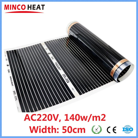 All Sizes 140w/m2 Infrared Heating Film 220V Electric Warm Floor Mat 50cm Width Made In Korea