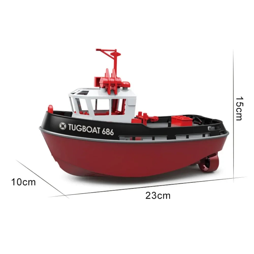 JIKEFUN 686 Rc Boat 2.4G 1/72 Powerful Dual Motor Long Range Wireless Electric Remote Control Tugboat Model  Toys for Boys Gift