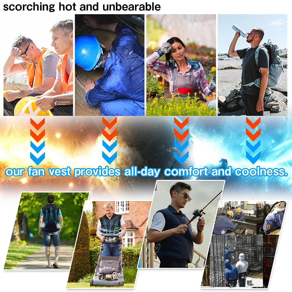 2024 Cool Vest Wearable Cooling Fan Vest Air-conditioned Clothes Hiking Cooling 13 Hours for High Temperature Work Fishing Vest