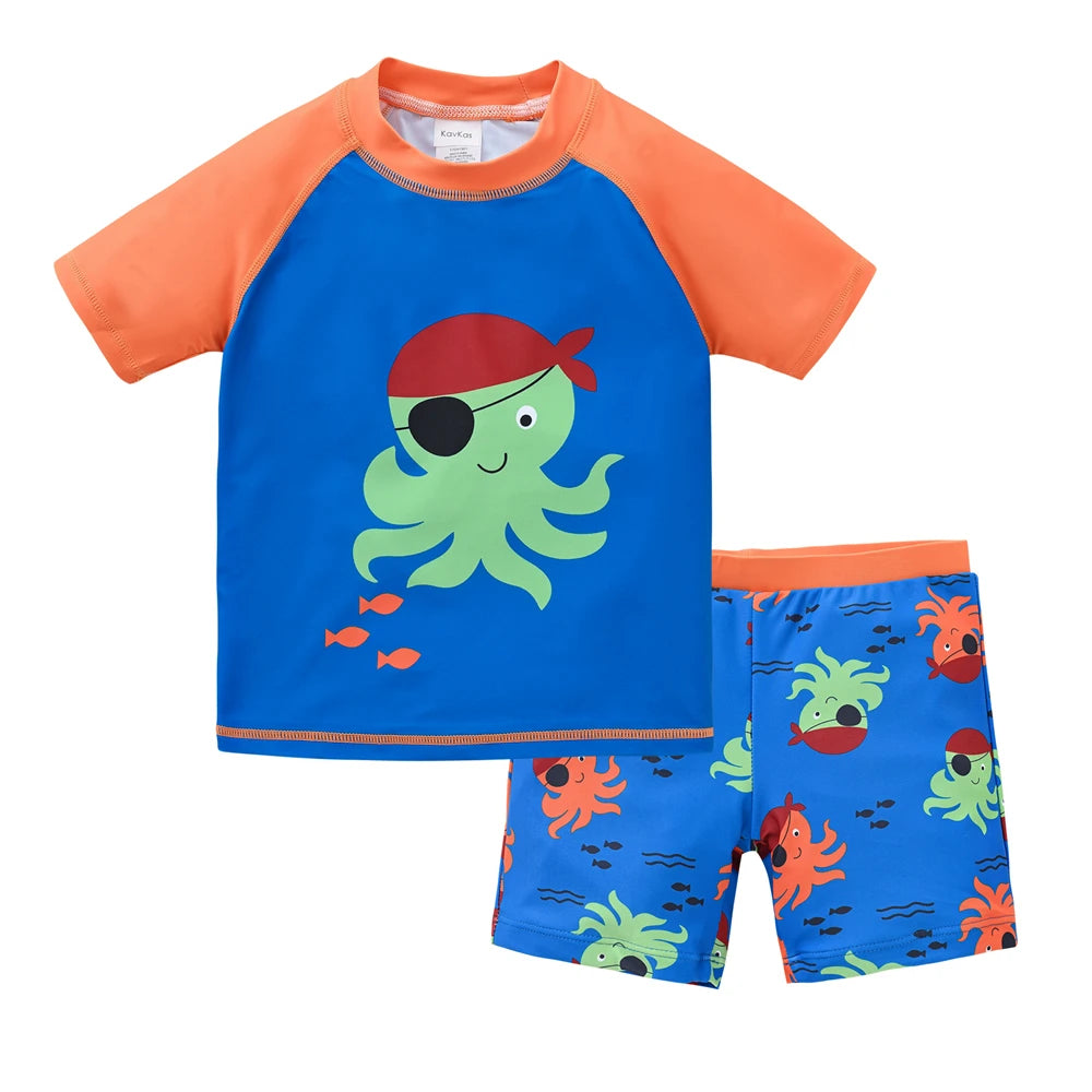 Kids Boy Swimsuit Cool Print 2 Pcs/lot 1-7 Years Summer Children Board Shorts Children Boys Swimwear Beach Surfing