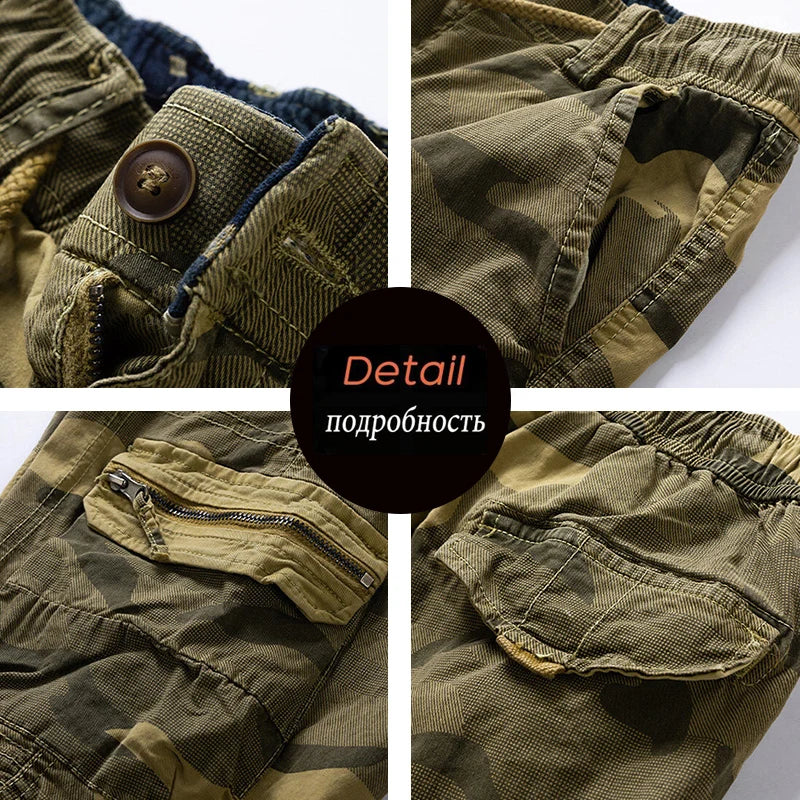 New Summer Men Cotton Cargo Camouflage Shorts Men Clothing Casual Breeche Bermuda Beach Jogger Shorts Male Hot Dropshipping