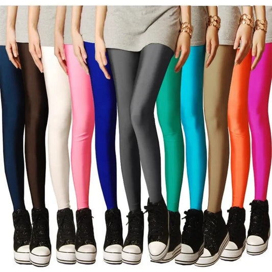 2022 New Spring Autume Solid Candy Neon Leggings for Women High Stretched Female Sexy Legging Pants Girl Clothing Leggins