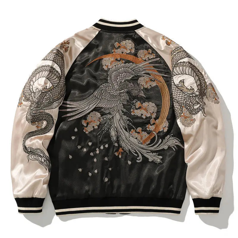 Spring and Autumn Embroidered  Jacket Dragon Animal Men's Baseball Uniform Embroidered Contrast Color Casual Couple Clothes