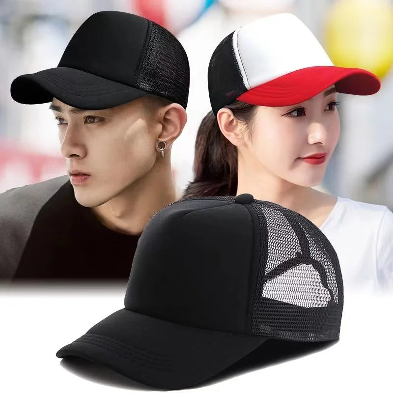 Unisex Cheaper 5 Panel Trucker Hat For Adult Summer Net Baseball Cap Men Women Blank Mesh Adjustable Sun Hat Visor