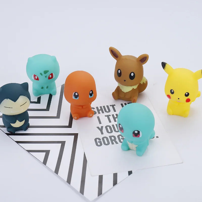 Pokemon Anime Pikachu Bulbasaur Charmander Squirtle Eevee Snorlax Cartoon Figures Vocal Bath Toy for Kids Baby Bathroom Toys