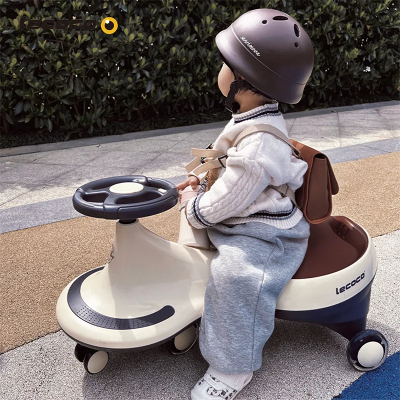 Lecoco Kids Twist Car Wiggle Car Twist Swing Car Baby Scooter Anti Rollover Tricycle Outdoor Ride On Toy Mute Walker Wheel