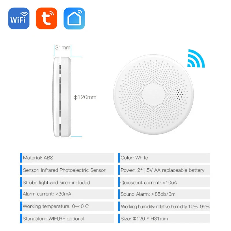 Версия 2 в 1 WiFi Tuya Smart Co &amp; Детектор дыма Сигнализация угарного газа Гостиная Кухня Магазин Пожарная PIR Звуковой датчик Оповещение