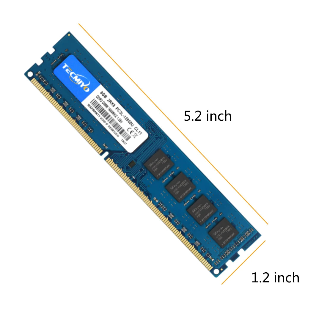 TECMIYO 4GB 8GB Desktop Memoria Ram DDR3 DDR3L 1600MHz 1333MHz PC3-12800U PC3-10600 DIMM 1.5V 1.35V 2RX8 Non-ECC Memory - Blue