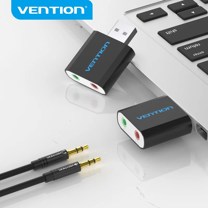 USB-звуковая карта Vention USB-аудиоинтерфейс, адаптер для наушников, звуковая карта для микрофона, динамика, ноутбука, PS4, компьютера, внешняя звуковая карта