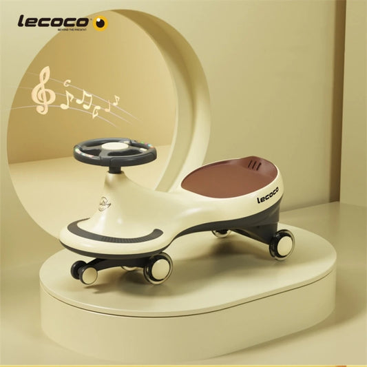 Lecoco Kids Twist Car Wiggle Car Twist Swing Car Baby Scooter Anti Rollover Tricycle Outdoor Ride On Toy Mute Walker Wheel