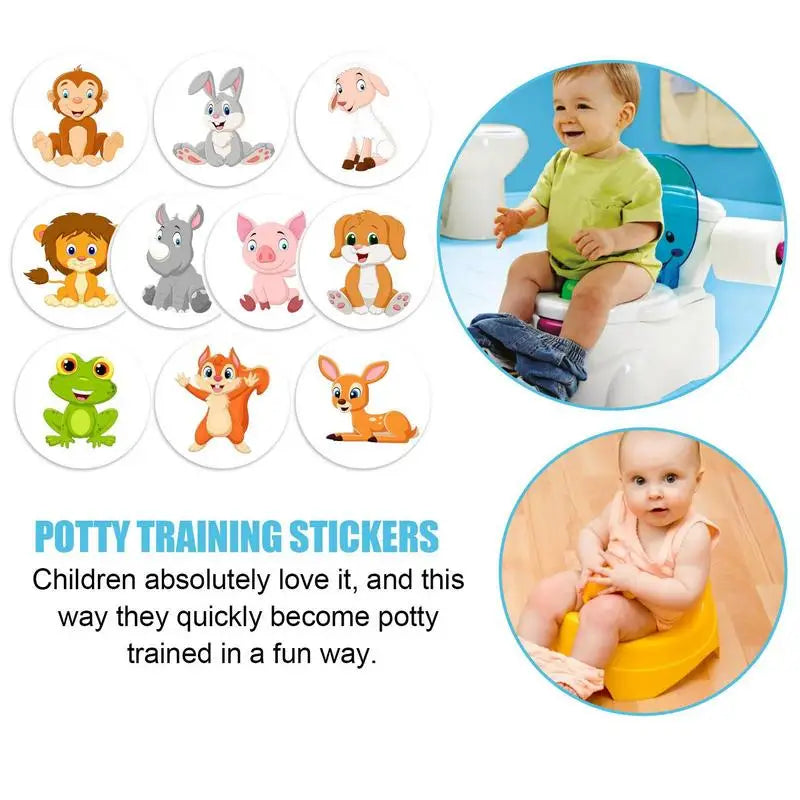 10pcs/pack Potty Training Stickers Cartoon Animal Theme Reward Stickers with 10 Different Patterns for Potty Training Seat