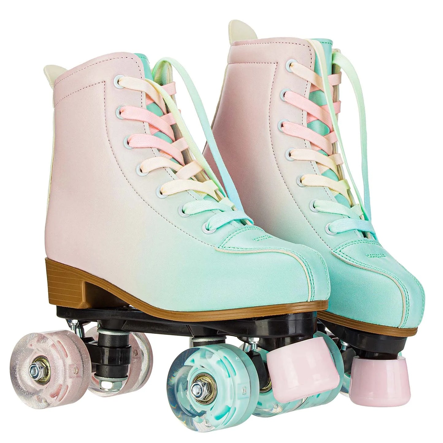 New PVC PU Leather Double Row Roller Skates Inline Skate Shoes 4 Wheels Sneakers For Women Men Adults Outdoor Sports Ice Skating