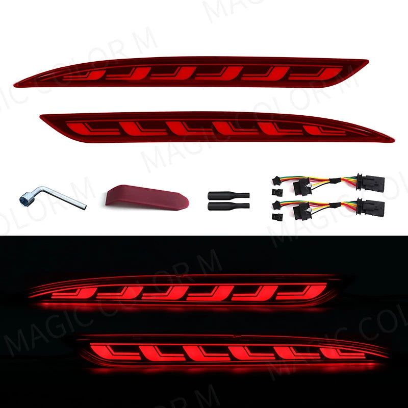 For Tesla Model 3 Model Y 2018 2019 2020 2021 2022 2023 Led Rear Bumper Reflector 3 Functions Brake Light Dynamic Turn Signal