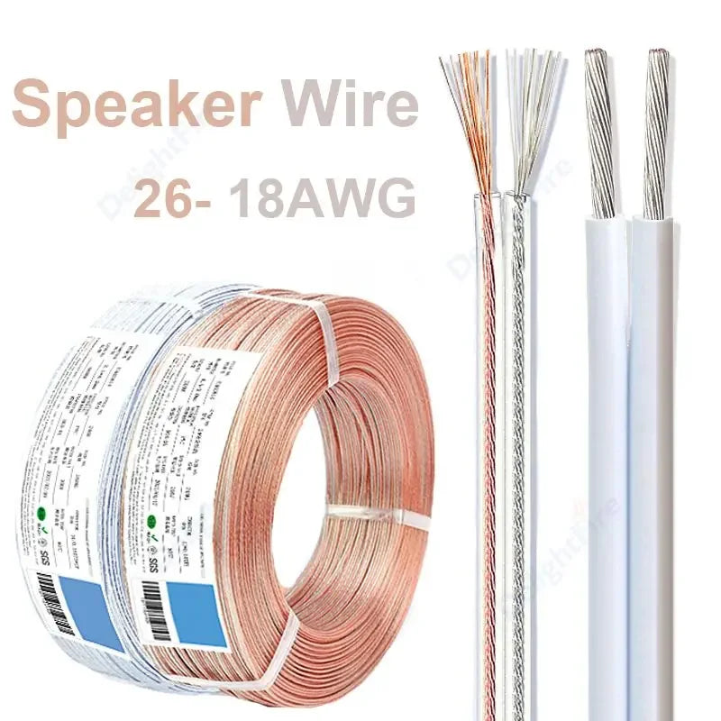 Speaker Wire Electrical Wires Tinned Copper Wire 2 Pin 22 AWG Extension Cable For Speakers Audio Headphone LED Strip Lamp Bulb