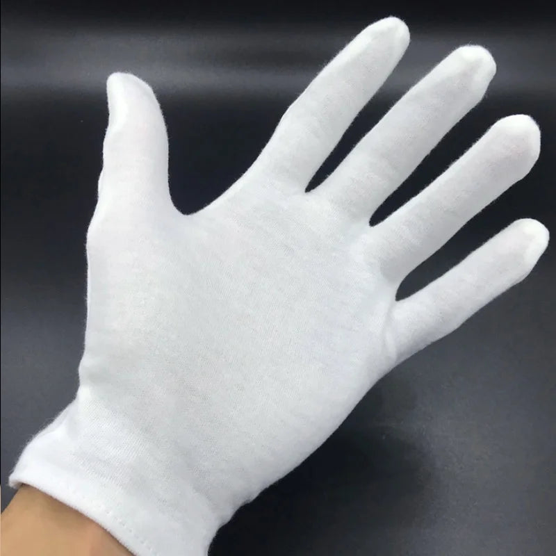 10Pcs White Cotton Work Gloves for Dry Hands Handling Film SPA Gloves Ceremonial High Stretch Gloves Household Cleaning Tools