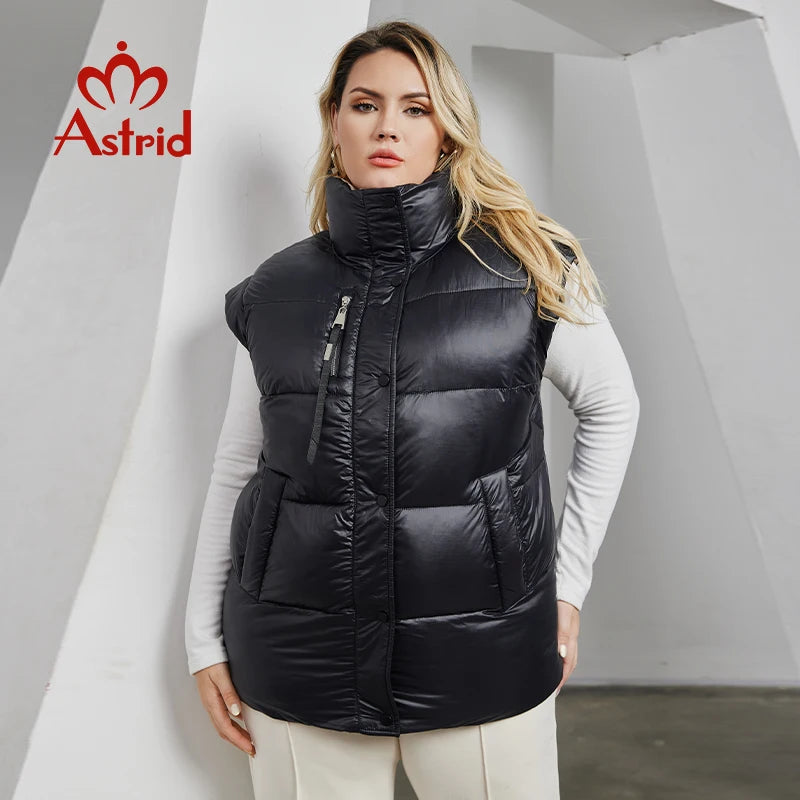 Astrid Women's Sleeveless Vest Down Jacket Padded Vest Warm Plus Size Women Fashion Street Waistcoat Ladies Casual Winter Coat