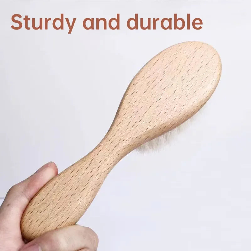 2pcs Baby Care Hair Brush Beech Soft Wool Wood Comb Newborn Massager Comb Baby Shower And Gift Baby Sleeping Soothing Bedding