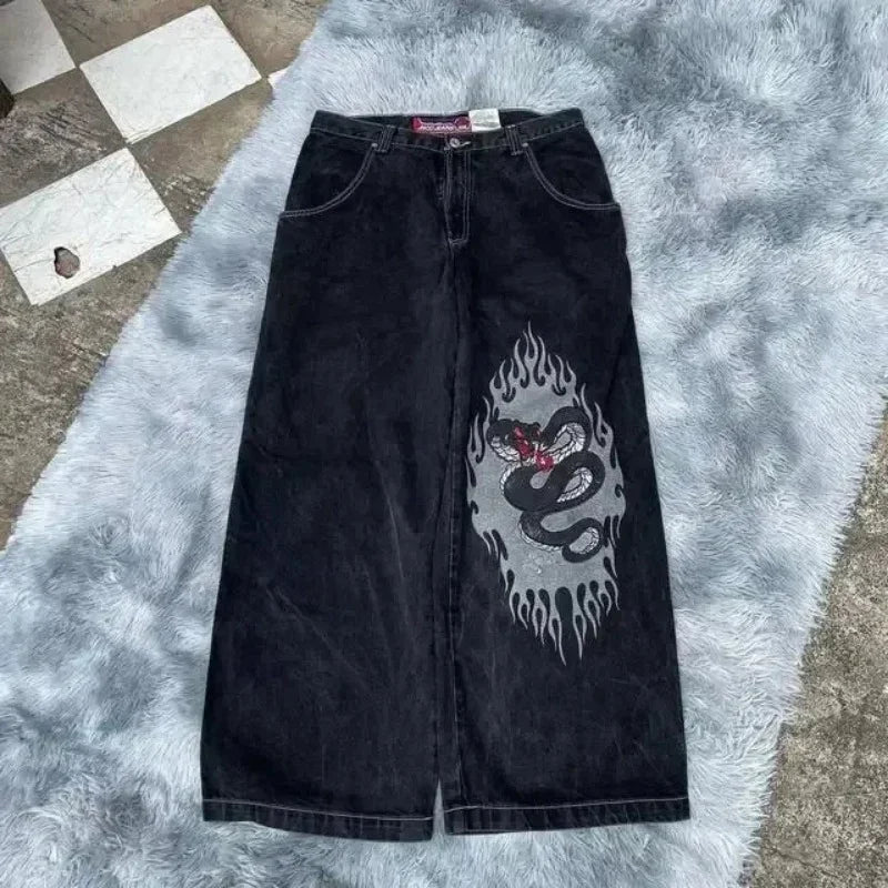 JNCO Y2K Мешковатые джинсы мужские винтажные джинсы высокого качества с вышивкой в ​​стиле хип-хоп уличная одежда Harajuku мужчины женщины повседневные широкие джинсы