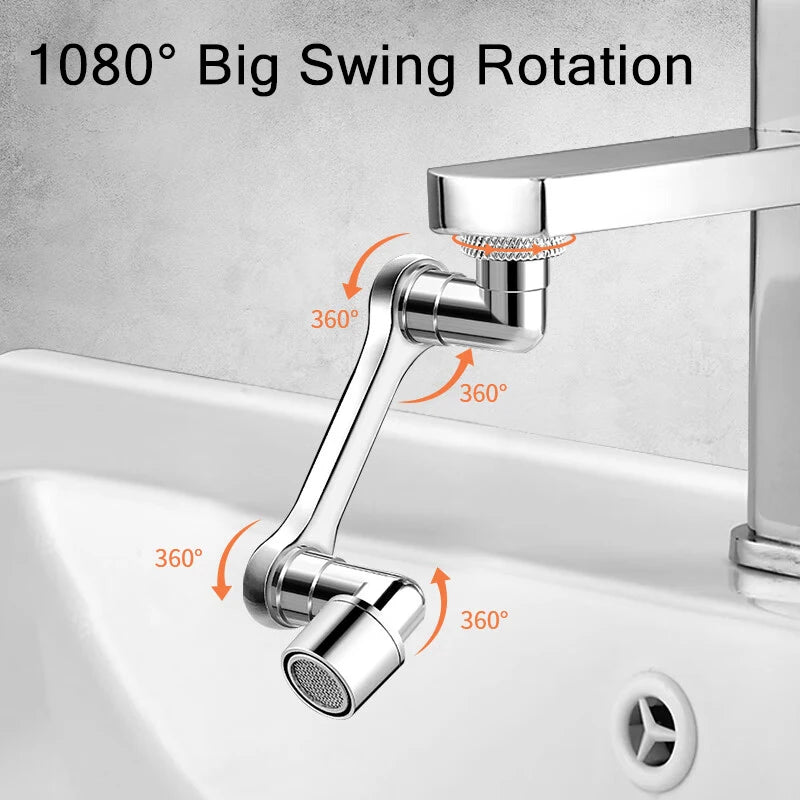 1080° Universal Rotation Faucet Extender Water Tap Nozzle Dual Outlet Mode Extend Splashproof Rotary Bubbler Kitchen Bathroom