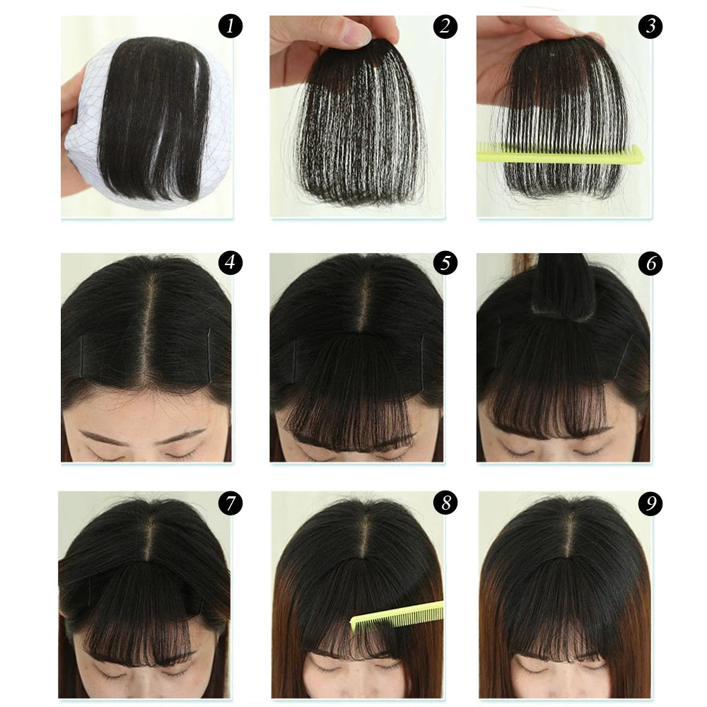 Synthetic Air Bangs Natural Short Brown Black Fake Hair Fringe Extension 1 Clip In Hairpieces Accessories For Women Girl