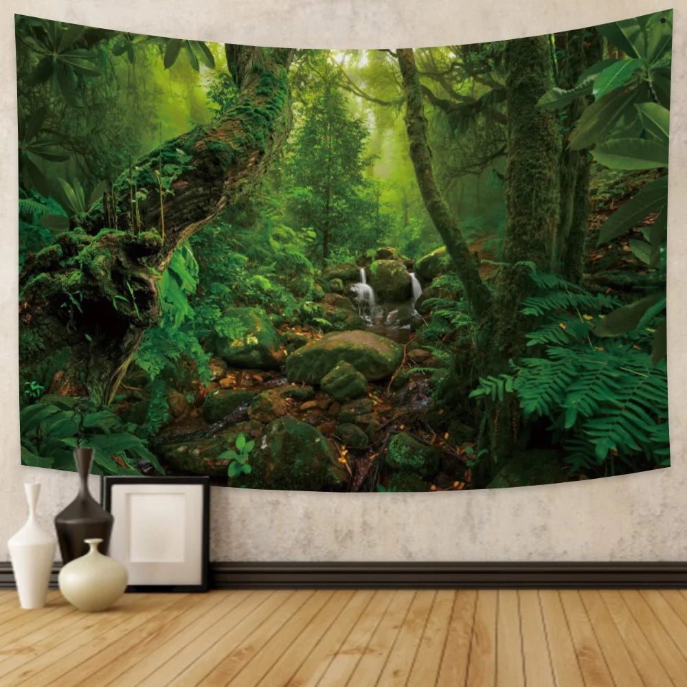 Nature Landscape Tapestry Beautiful Tropical Forest Wall Hanging Hippie Bedroom Living Room College Dorm Home Decorations