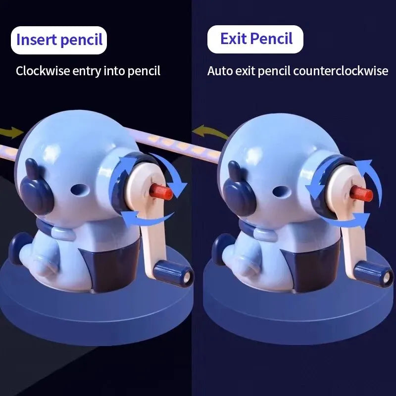 1pc Astronaut Cartoon Pencil Sharpener Students Pencil SharpenerHand Crank Manual Sharpener Cartoon Pencil Cutter For SchoolStat