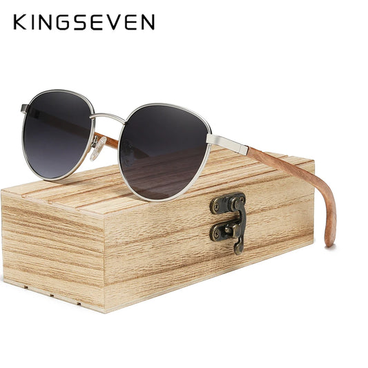 KINGSEVEN النظارات الشمسية للرجال UV400 الاستقطاب المرأة النظارات الإطار الخشب الطبيعي موضة نظارات شمسية نظارات حماية